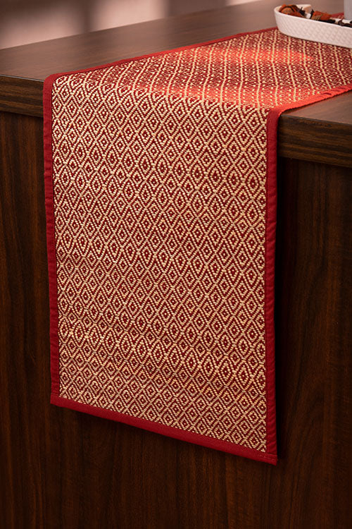 Madurkathi Diamond Table Runner Maroon