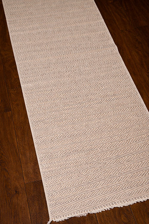 Madurkathi Chevron Tassels Floor Runner Ivory (2ft x 6ft)