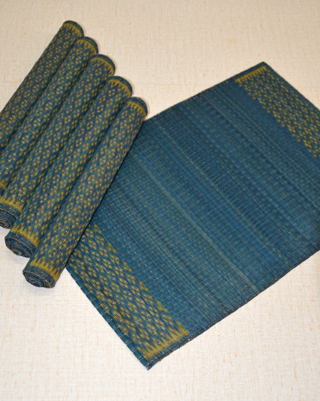 Masland Place Mats & Runner Set Blue Green (Set of 7)