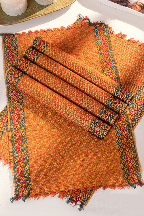Madurkathi Tassels Placemats Mustard (Set of 6)