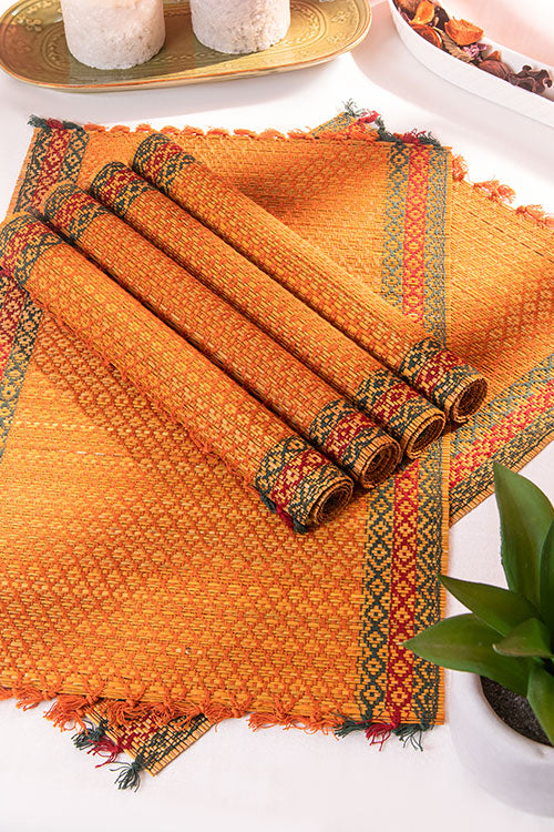 Madurkathi  Tassels Placemats Mustard (Set of 6)