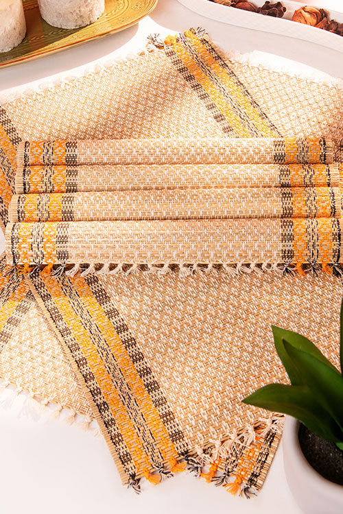 Madurkathi Tassels Placemats Ivory (Set of 6)