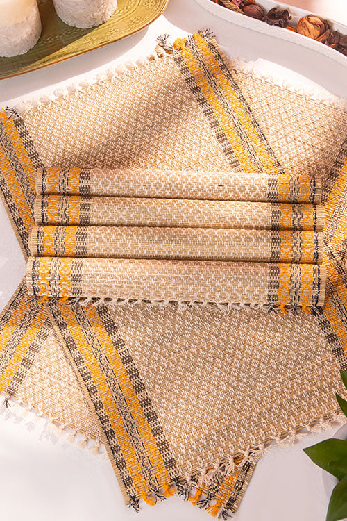 Madurkathi Tassels Placemats Ivory (Set of 6)