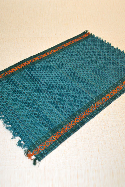 Madurkathi Tassels Placemats Teal Blue (Set of 6)