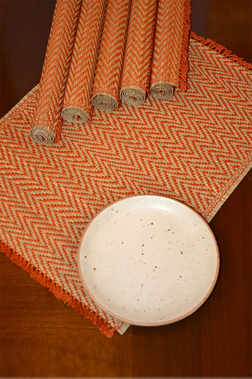 Madurkathi Tassels Chevron Placemats Rust (Set of 6)