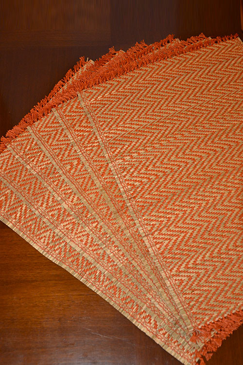 Madurkathi Tassels Chevron Placemats Rust (Set of 6)