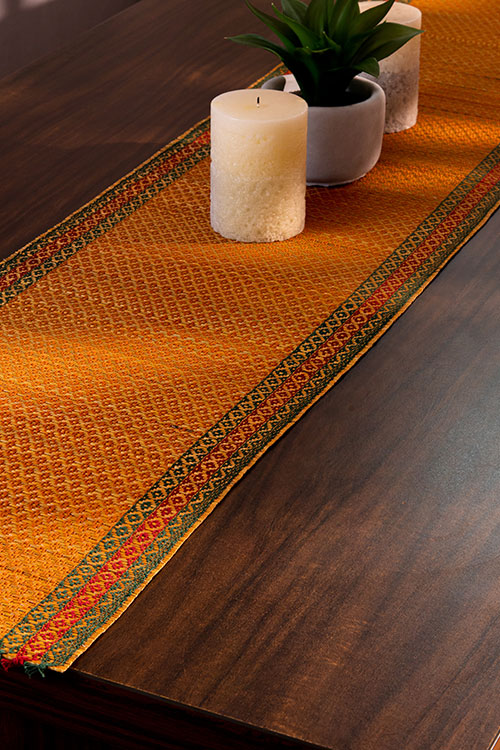 Madurkathi Tassels Table Runner Mustard