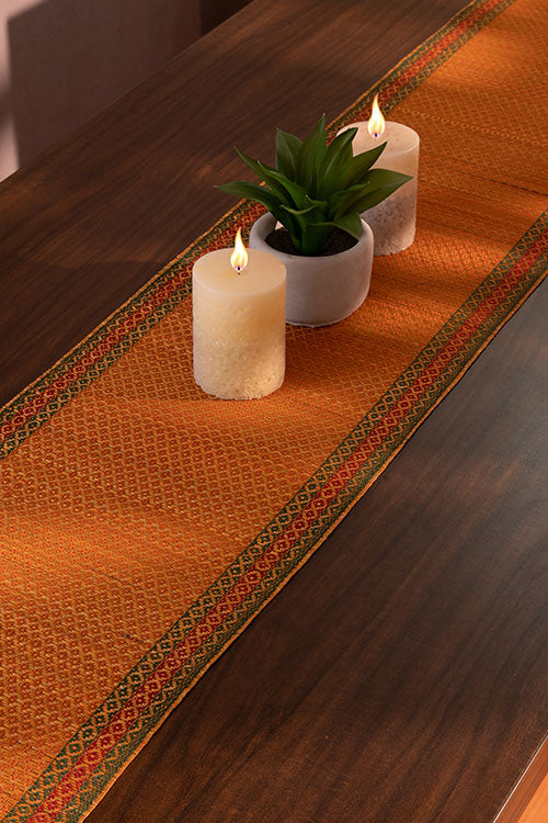 Madurkathi Tassels Table Runner Mustard
