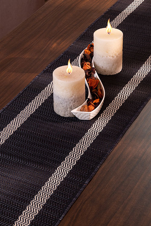 Madurkathi Tassels Table Runner Charcoal