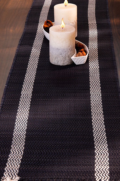 Madurkathi Tassels Table Runner Charcoal