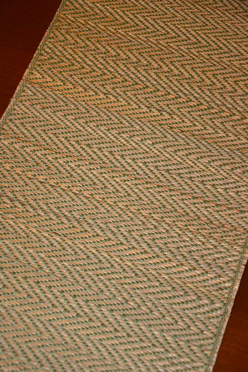 Madurkathi Chevron Tassels Table Runner Sage Green