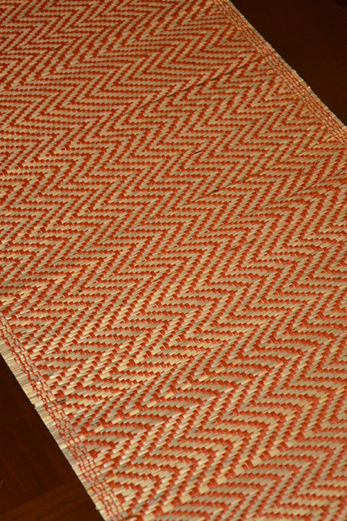 Madurkathi Tassels Chevron Table Runner Rust