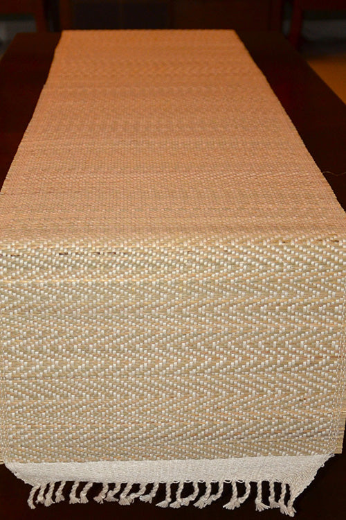 Madurkathi Tassels Chevron Table Runner Ivory