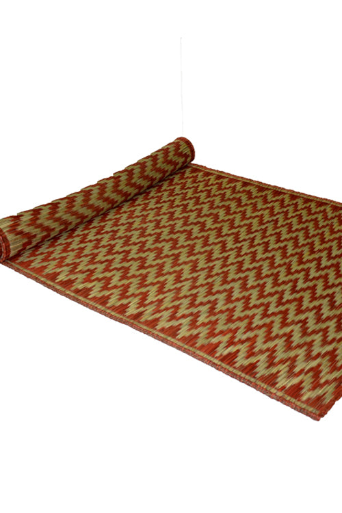 Madurkathi Chevron Floor Mat Rust Natural (3ft x 6ft)