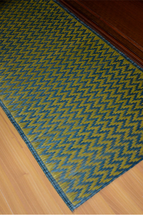 Madurkathi Chevron Floor Mat Green Blue  (3ft x 6ft)