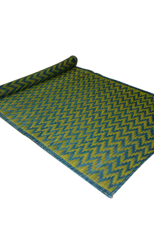 Madurkathi Chevron Floor Mat Green Blue  (3ft x 6ft)