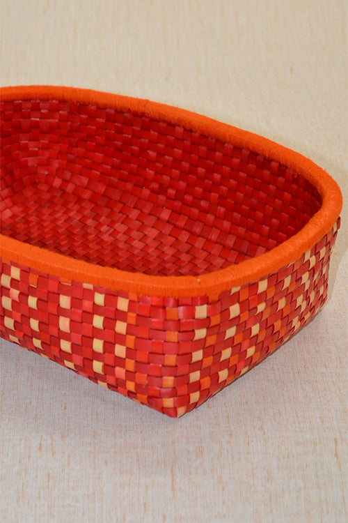 Palm Leaf Oval Storage & Utility Basket Medium Red