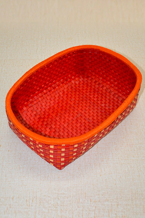 Palm Leaf Oval Storage & Utility Basket Medium Red