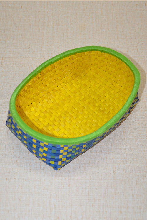 Palm Leaf Oval Storage & Utility Medium (Green Blue Mustard)