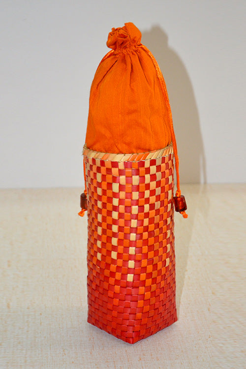 Palm Leaf Wine & Champagne Bottle Gift Bag (Red Orange White)