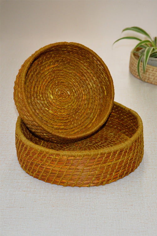 Sabai Grass & Jute Baskets Mustard (Set of 2)