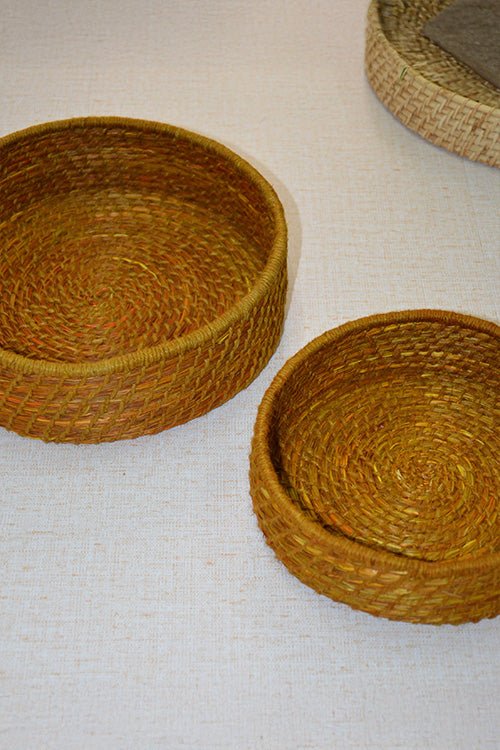 Sabai Grass & Jute Baskets Mustard (Set of 2)