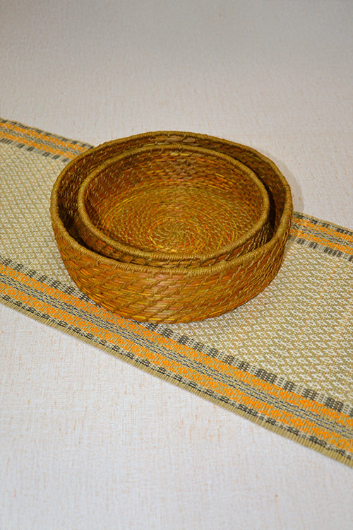 Sabai Grass & Jute Baskets Mustard (Set of 2)