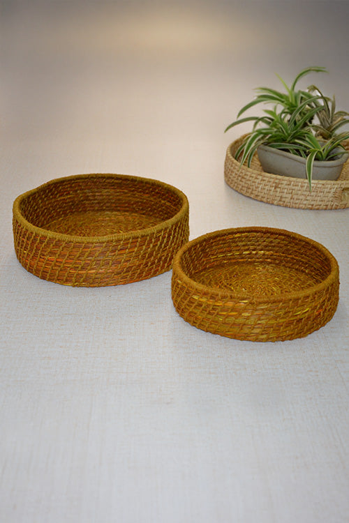 Sabai Grass & Jute Baskets Mustard (Set of 2)