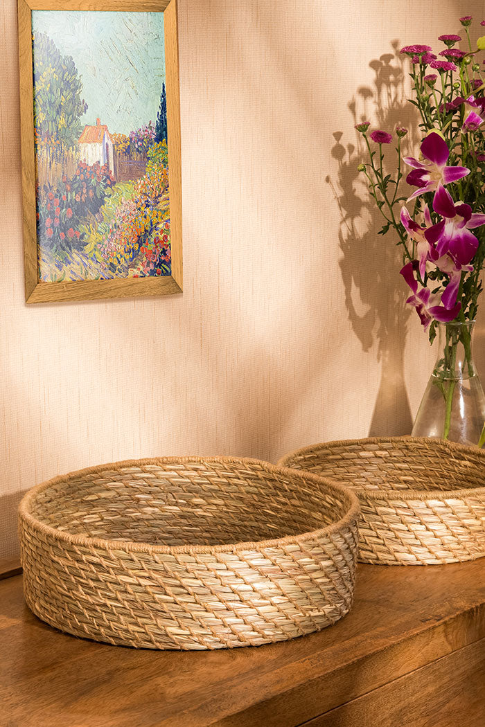 Sabai Grass & Jute Baskets Natural (Set of 2)