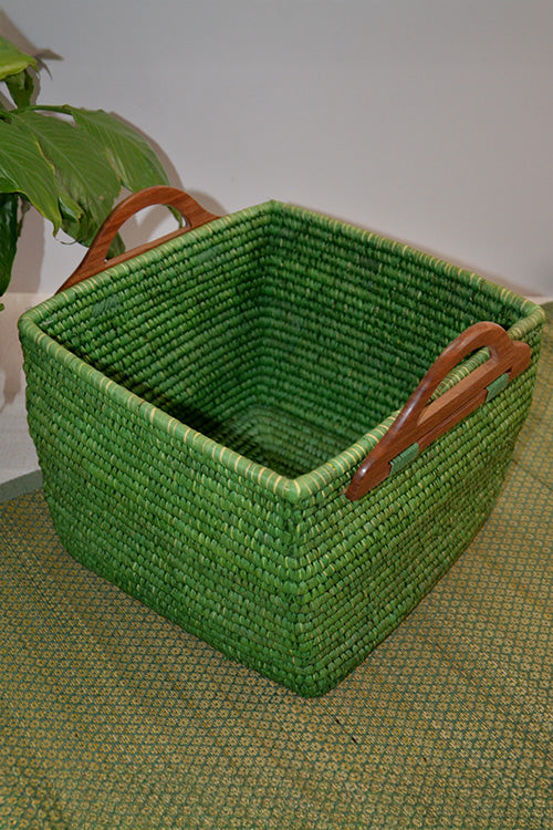 Sabai Grass & Palm Leaf Storage Basket Green