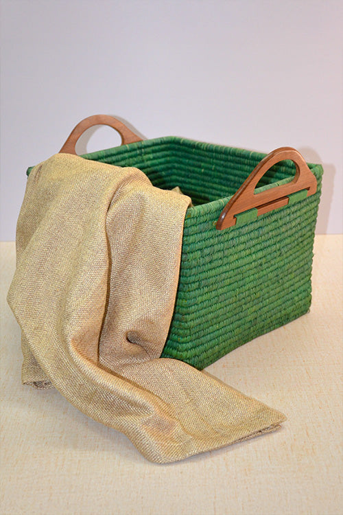 Sabai Grass & Palm Leaf Storage Basket Green