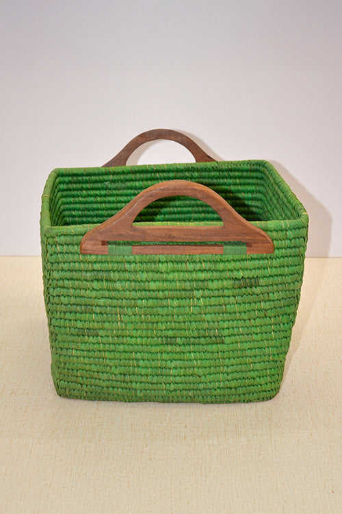 Sabai Grass & Palm Leaf Storage Basket Green