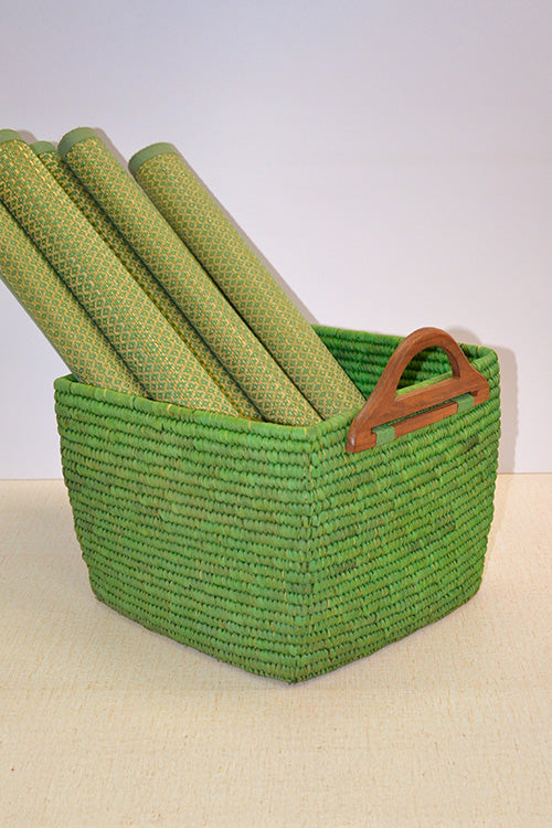 Sabai Grass & Palm Leaf Storage Basket Green