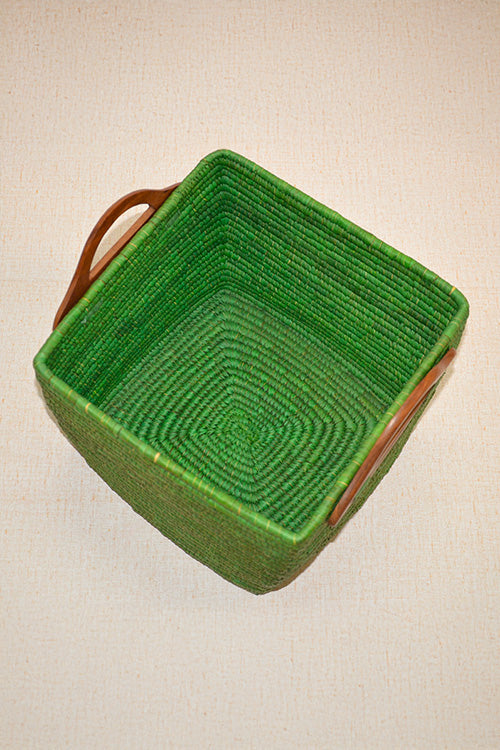 Sabai Grass & Palm Leaf Storage Basket Green