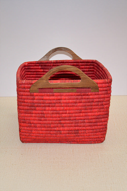 Sabai Grass & Palm Leaf Storage Basket Red