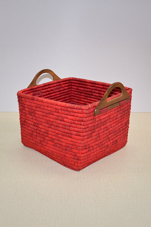 Sabai Grass & Palm Leaf Storage Basket Red