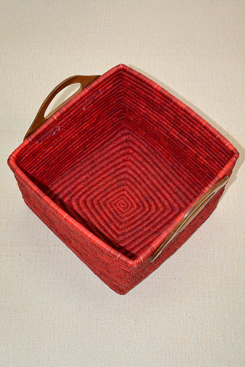 Sabai Grass & Palm Leaf Storage Basket Red