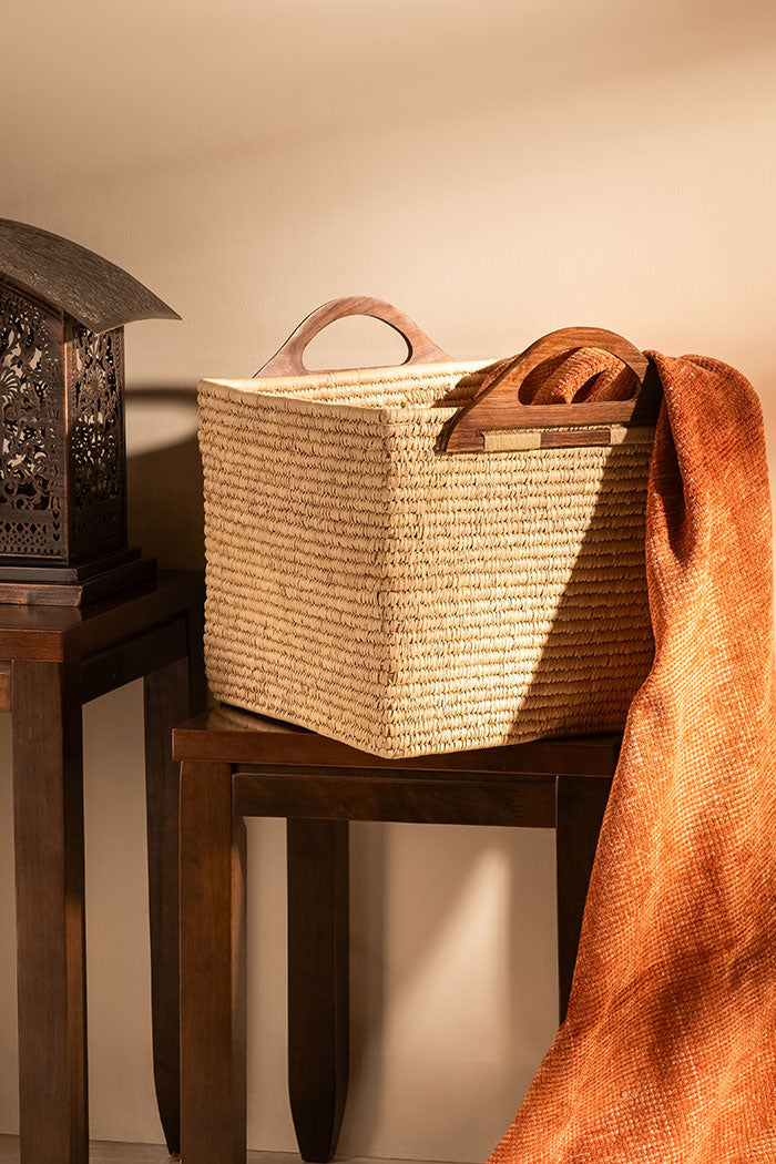 Sabai Grass & Palm Leaf Storage Basket Natural