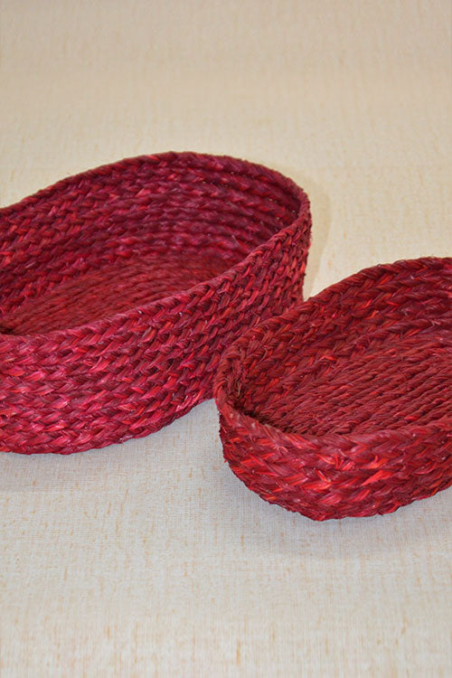 Sabai Grass Bread Basket Set (Red)