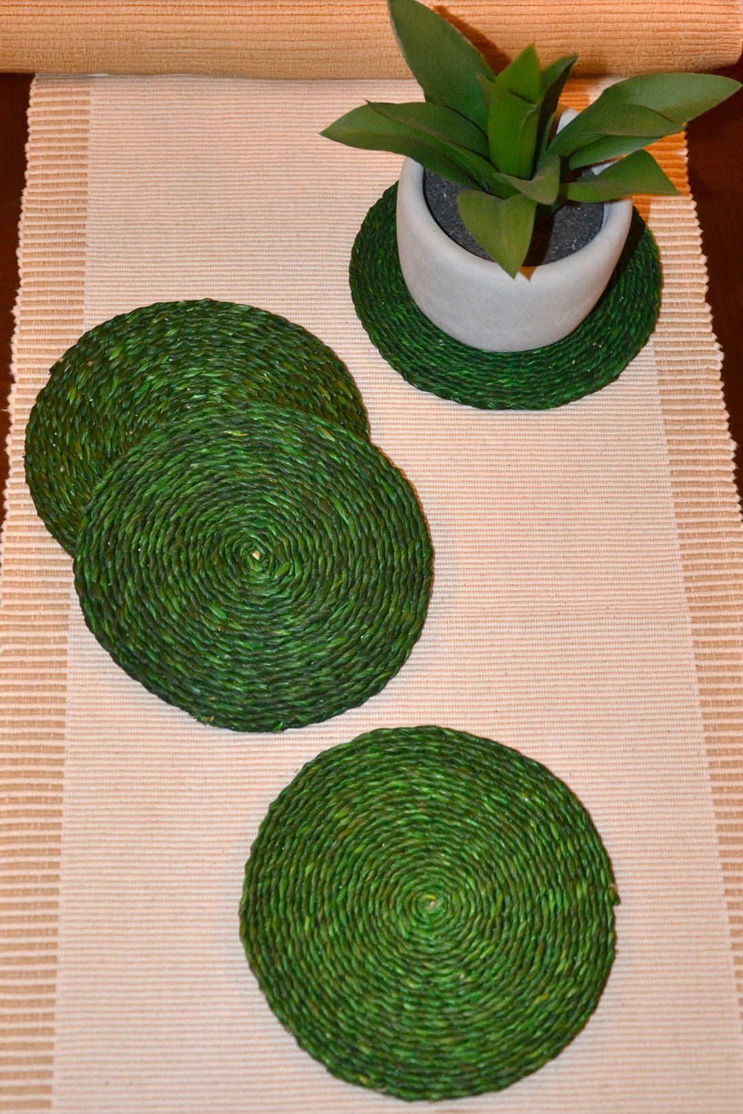 Sabai Grass Coasters Green (Set of 4 )