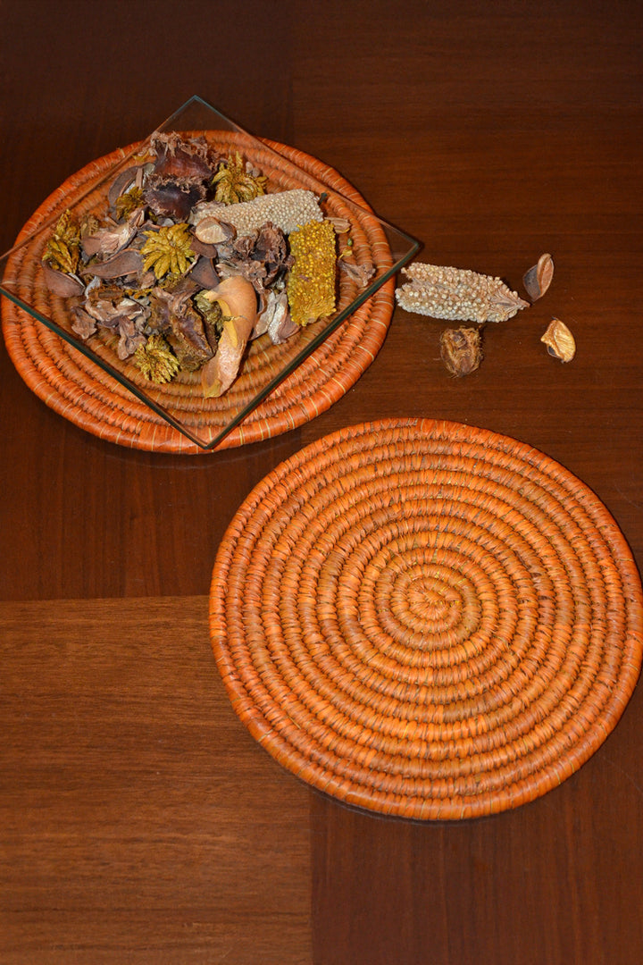 Sabai Grass & Palm Trivets Mustard (Set of 2)