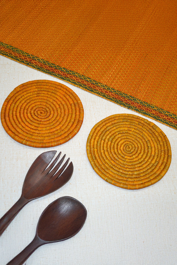 Sabai Grass & Palm Trivets Mustard (Set of 2)
