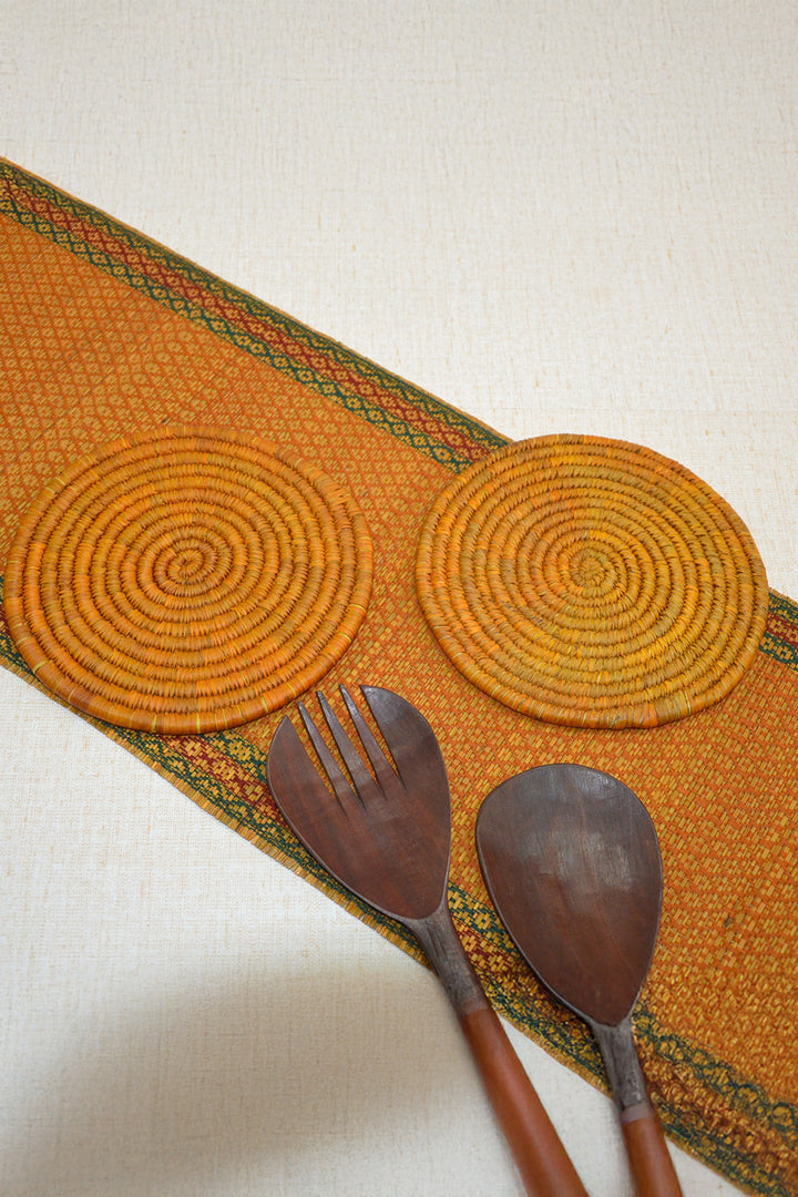Sabai Grass & Palm Trivets Mustard (Set of 2)
