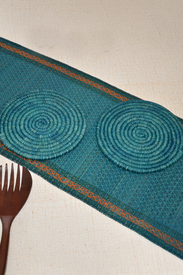Sabai & Palm Round Trivets Teal (Set of 2)