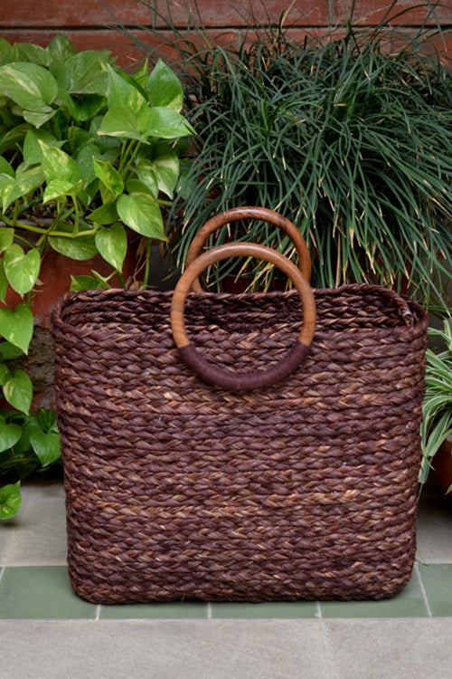 Sabai Grass Basket Bag Brown