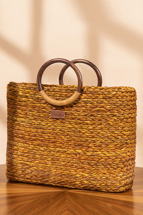 Sabai Grass Basket Bag Mustard