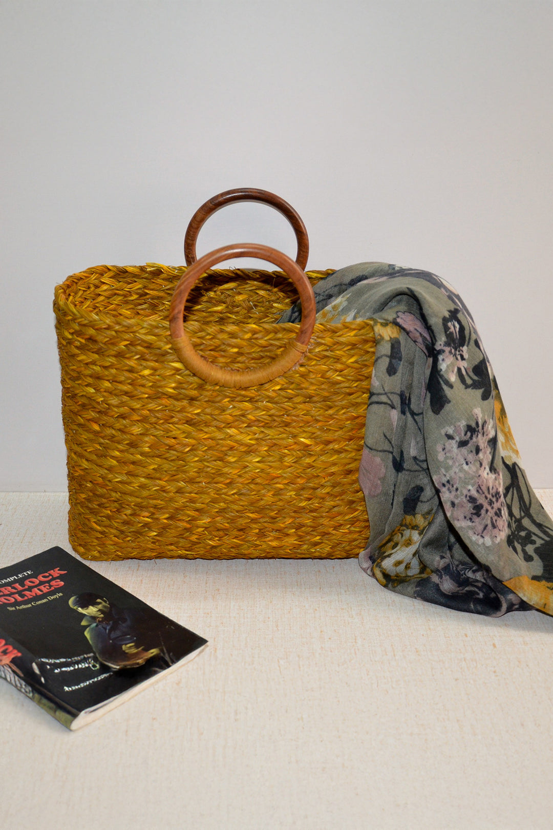 Sabai Grass Basket Bag Mustard
