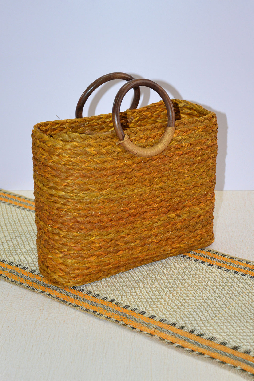 Sabai Grass Basket Bag Mustard