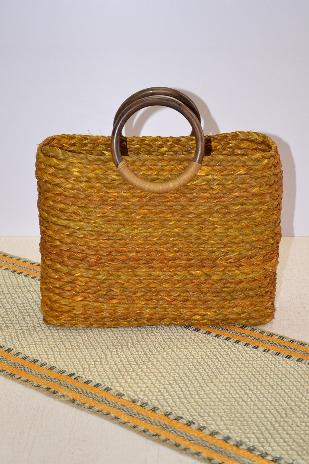 Sabai Grass Basket Bag Mustard