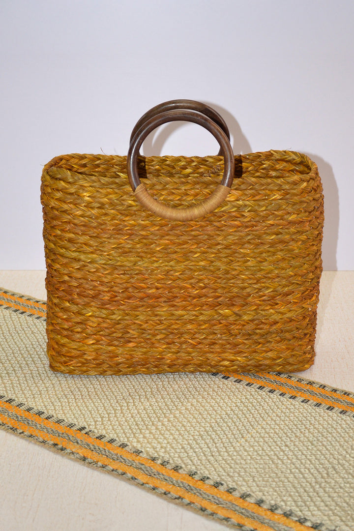 Sabai Grass Basket Bag Mustard
